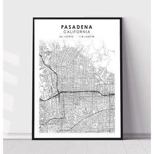 Pasadena Map Print | Pasadena California Map Print | Pasadena California Map Decor Canvas Print