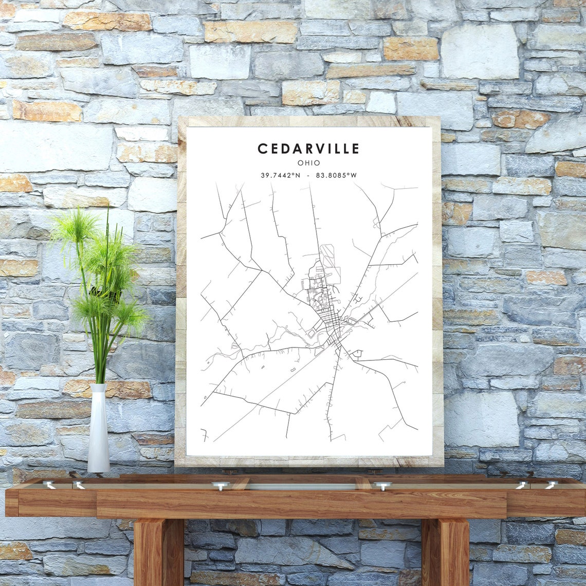 Cedarville Map Print Ohio USA Map Art Poster Cedarville Etsy