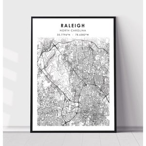 Raleigh Map Print | Raleigh North Carolina Map Print | Raleigh North Carolina Map Decor Canvas Print