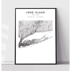 Carte de Long Island Imprimer | Long Island New York Carte Imprimer | Long Island New York Carte Décor Canvas Imprimer