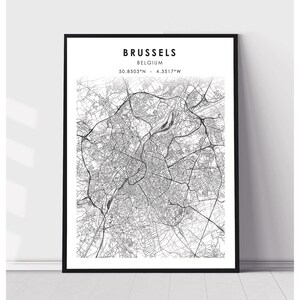 Brussels Map Print | Brussels Belgium Map Print | Brussels Belgium Map Decor Canvas Print