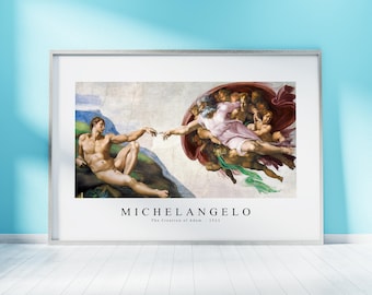 Michelangelo Print Download Digital File, Michelangelo -  The Creation of Adam 1511 Wall Art, FrameTV Art Prints Download Print