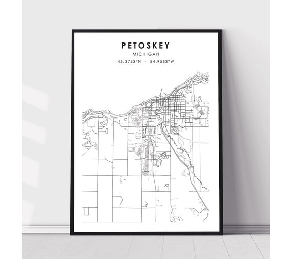 Petoskey Map Print Petoskey Michigan Map Print Petoskey - Etsy