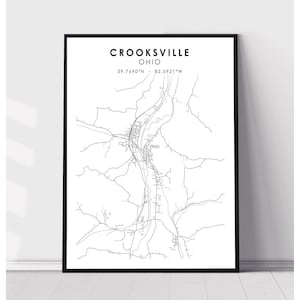 Crooksville City Map Print | Crooksville Ohio Map Print | Crooksville Ohio Map Decor Canvas Print