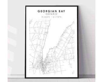 Georgian Bay Map Print | Georgian Bay Ontario Map Print | Georgian Bay Ontario Map Decor Canvas Print