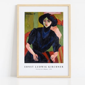 Ernst Ludwig Kirchner Print Download Digital File, Ernst Ludwig Kirchner - Portrait of a Woman 1911 Wall Art, FrameTV Art Download