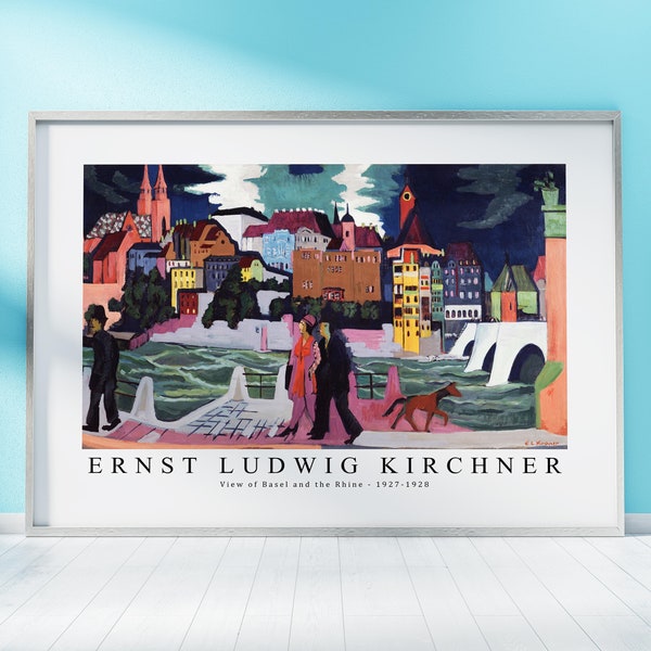 Ernst Ludwig Kirchner Print Download Digital File, Ernst Ludwig Kirchner - View of Basel and ...... 1927-1928 Wall Art, FrameTV Art Download