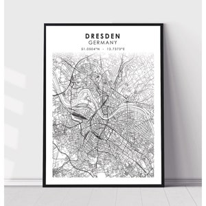 Dresden City Map Print | Dresden Germany Map Print | Dresden Germany Map Decor Canvas Print