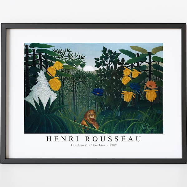 Henri Rousseau Art Print | Henri Rousseau-The Repast of the Lion 1907 | Henri Rousseau Wall Art Decor