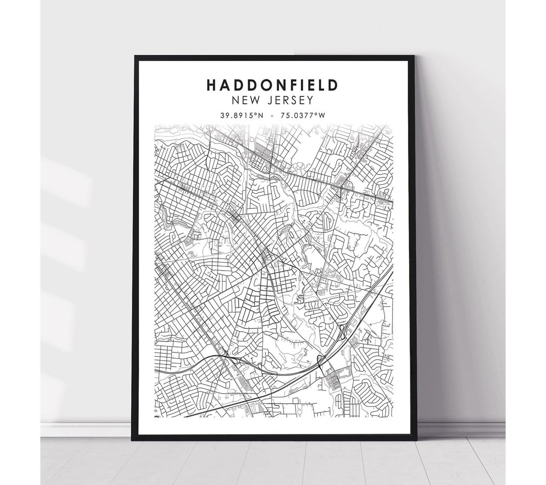 Haddonfield Map Print Haddonfield New Jersey Map Print Haddonfield New