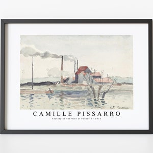 Camille Pissarro Art Print | Camille Pissarro-Factory on the Oise at Pontoise 1873 | Camille Pissarro Wall Art Decor