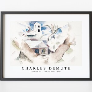 Charles Demuth Art Print | Bermuda No. 1, Tree and House-1917 | Charles demuth Wall Art Decor