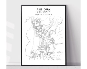 Antigua City Map Print | Antigua Guatemala Map Print | Antigua Guatemala Map Decor Canvas Print