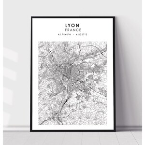 Lyon Map Print | Lyon France Map Print | Lyon France Map Decor Canvas Print