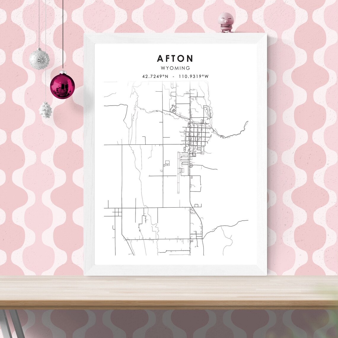 Afton Map Print Wyoming USA Map Art Poster Afton City Road Etsy
