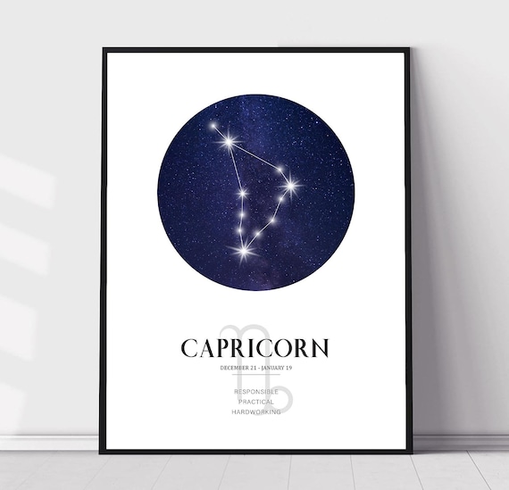 Capricorn Season Birthday Banner - Black Glitter Constellation Bunting Sign For Horoscope Party Decor - View #3
