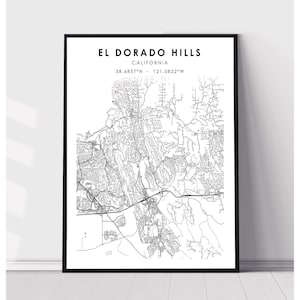 El Dorado Hills City Map Print | El Dorado Hills California Map Print | El Dorado Hills California Map Decor Canvas Print