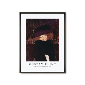 Gustav Klimt Art Print | Gustav Klimt Art Canvas | Gustav Klimt-Dame mit Hut und Federboa 1909 | Gustav Klimt Wall Art Decor