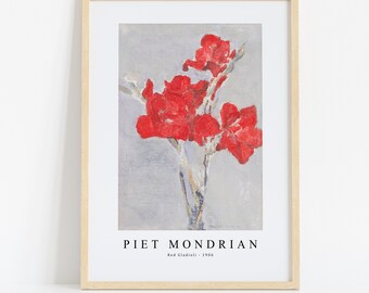 Piet Mondrian Print Download Digital File, Piet Mondrian - Red Gladioli 1906 Wall Art, FrameTV Art Download