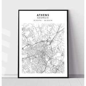 Athens City Map Print | Athens Georgia Map Print | Athens Georgia Map Decor Canvas Print