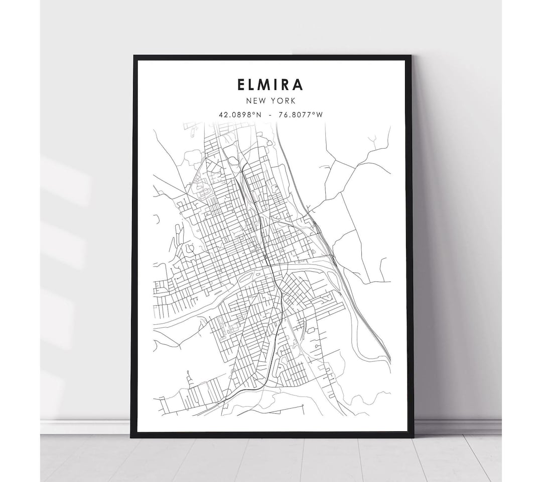 Elmira City Map Print