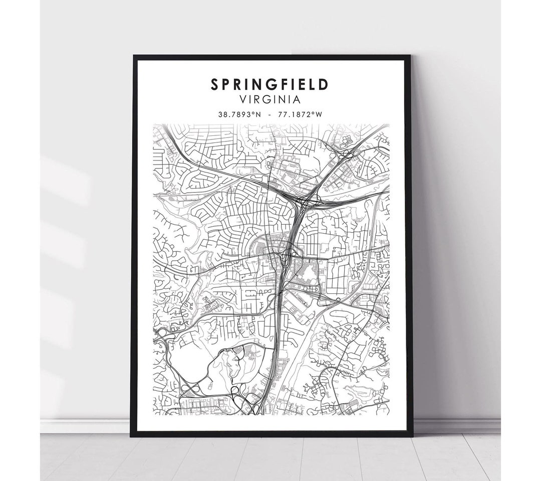 Springfield City Map Print | Springfield Virginia Map Print ...