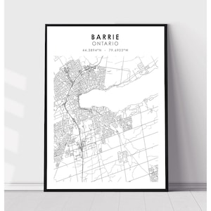Barrie City Map Print | Barrie Ontario Map Print | Barrie Ontario Map Decor Canvas Print