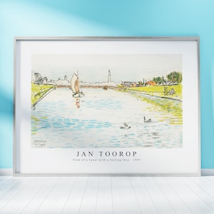Jan Toorop Print Download Digital File - View of a Canal with a Sailing Ship (1907) Wall Art, Frame TV Art Prints, Wall Decor, Download