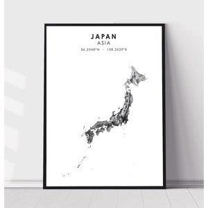 Japan Map Print | Japan Map Print | Japan Map Decor Canvas Print