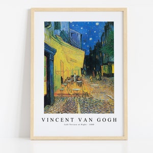 Van Gogh Print Download digitale Datei, Van Gogh Café Terrasse bei Nacht 1888 Wandkunst, Rahmen TV Kunstdrucke, Van Gogh Wanddekor, Download