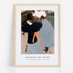 Georges de feure Hassam Print Download Digital File - Dame op straat gevolgd (ca. 1897) Wall Art, Frame TV Art Prints, Wall Decor, Download