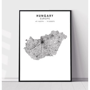 Hungary Map Print | Hungary Map Print | Hungary Map Decor Canvas Print