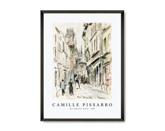 Camille Pissarro Art Print | Camille Pissarro-Rue Damiette, Rouen 1884 | Camille Pissarro Wall Art Decor