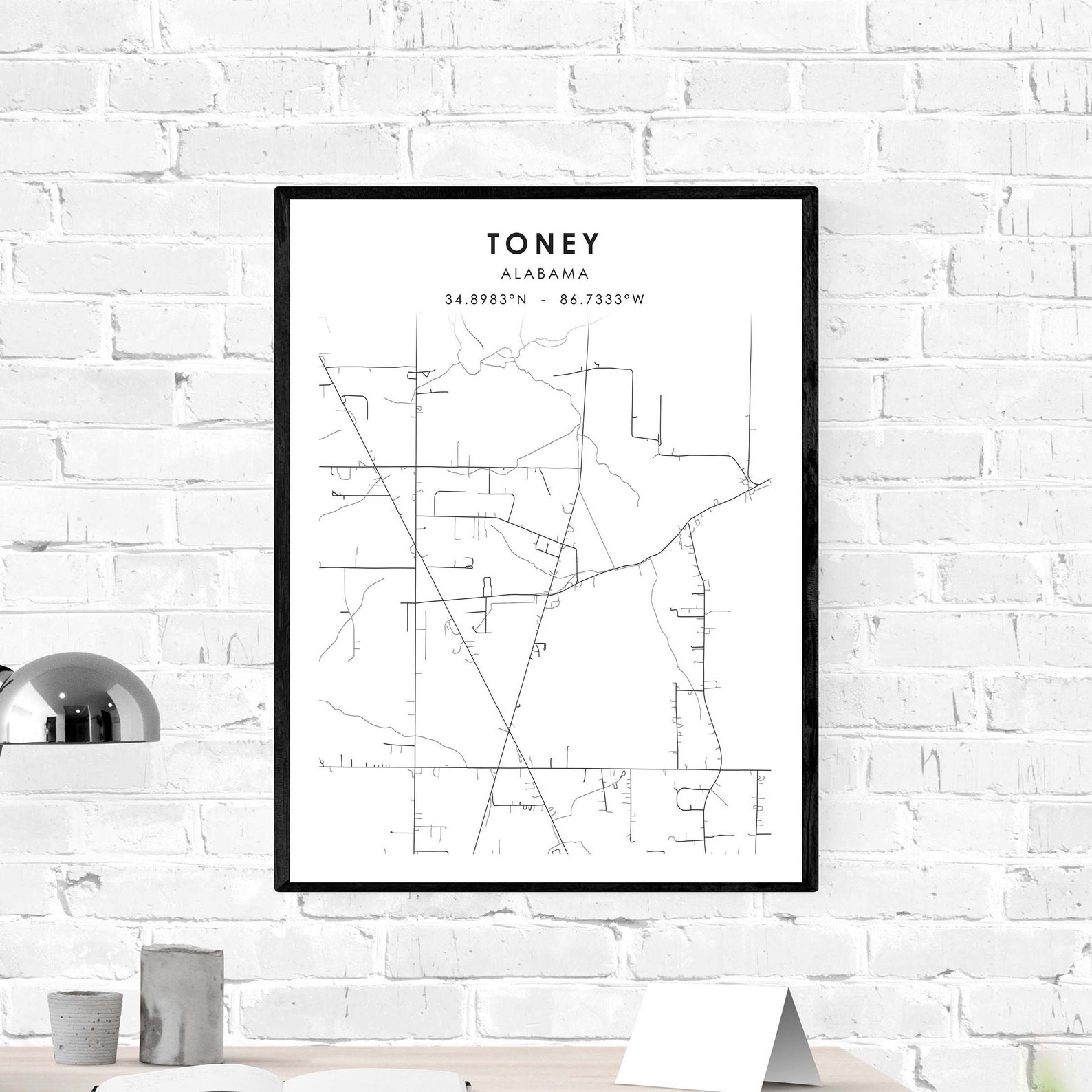 Toney Map Print Alabama Map Art Poster Toney City Road Map Etsy