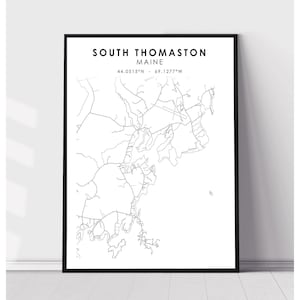 South Thomaston City Map Print | South Thomaston Maine Map Print | South Thomaston Maine Map Decor Canvas Print