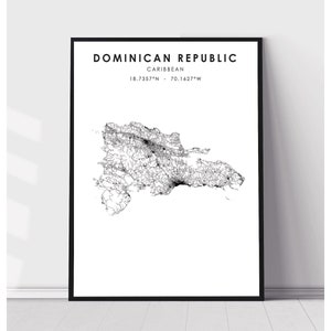 Dominican Republic Map Print | Dominican Republic Map Print | Dominican Republic Map Decor Canvas Print
