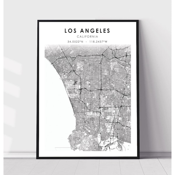 Los Angeles Map Print | Los Angeles California Map Print | Los Angeles California Map Decor Canvas Print