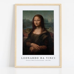 Leonardo Da Vinci Print Download Digital File, Leonardo Da Vinci - Portrait of Mona Lisa Wall Art, FrameTV Art Prints Download