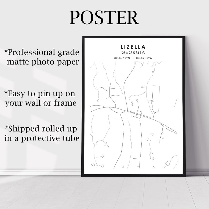 Lizella Map Print Lizella Map Print Lizella Etsy