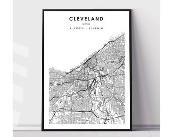 Cleveland Map Print | Cleveland Ohio Map Print | Cleveland Ohio Map Decor Canvas Print