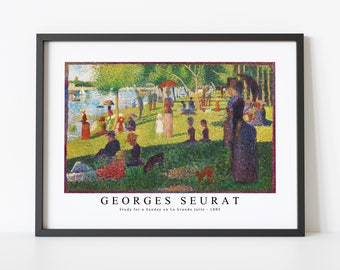 Georges Seurat Art Print | Study for a Sunday on La Grande Jatte 1885 | Georges Seurat Wall Art Decor