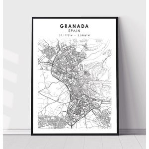 Granada Map Print | Granada Spain Map Print | Granada Spain Map Decor Canvas Print