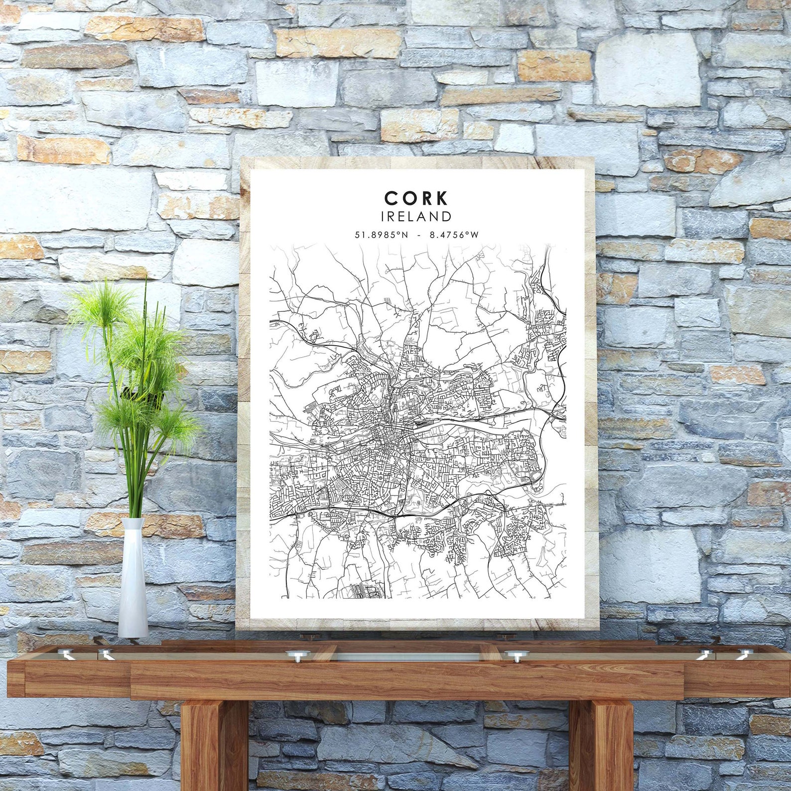 Cork Map Print Ireland Map Art Poster Cork City Road Map Etsy