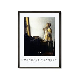 Johannes Vermeer Art Print | Johannes Vermeer Art Canvas | Johannes Vermeer-Young Woman with a Pearl Necklace | Johannes Vermeer Design