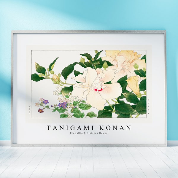 Tanigami konan Print Download Digital File - Browallia & Hibiscus flower Wall Art, Frame TV Art Prints, Wall Decor, Download