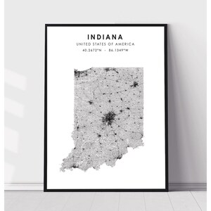 Indiana Map Print | Indiana Map Print | Indiana Map Decor Canvas Print