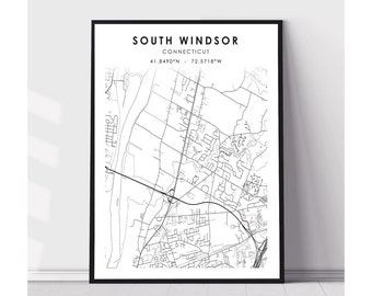 South Windsor Map Print | South Windsor Map Print | South Windsor Map Decor Canvas Print
