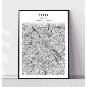 | d’impression de la carte de Paris | d’impression de la carte de Paris France Paris France Carte Decor Canvas Print