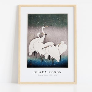 Ohara Koson Print Download Digital File - Group of Egrets (1925 - 1936) Wall Art, Frame TV Art Prints, Wall Decor, Download