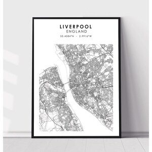 Liverpool Map Print | Liverpool England Map Print | Liverpool England Map Decor Canvas Print